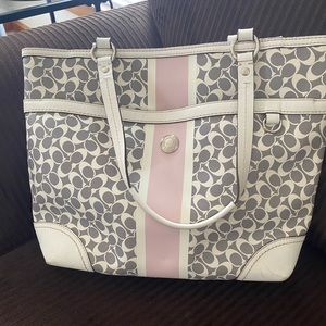Coach purse - heritage pink stripe
